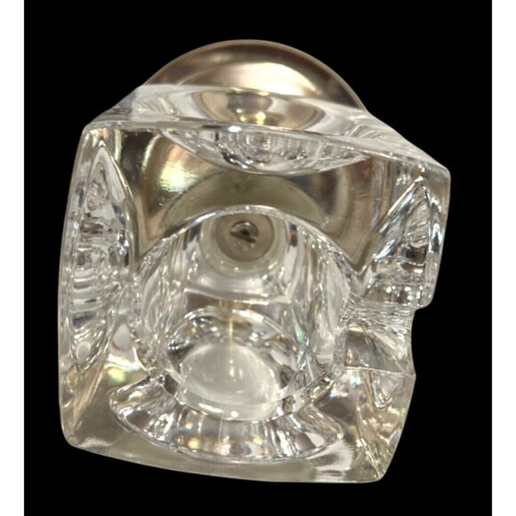 Vtg Rudolf Jurnikl Cut Glass Cube Candle Holder Chromed Silver Spike Sklo Union - Picture 4 of 5